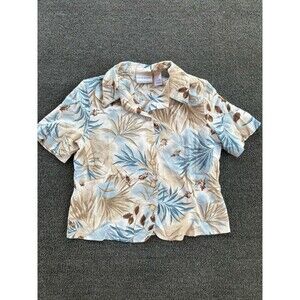 Alfred Dunner Petites Button Up Shoulder Padded Blouse‎ 10p